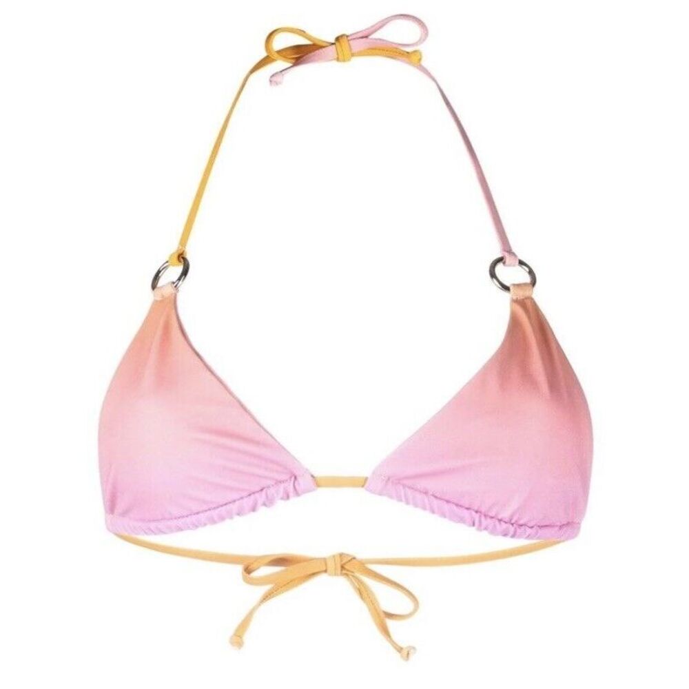 LOUISA BALLOU NWT Mini Ring Bikini Top In Fianchetto Pink XS Made In USA Ombré